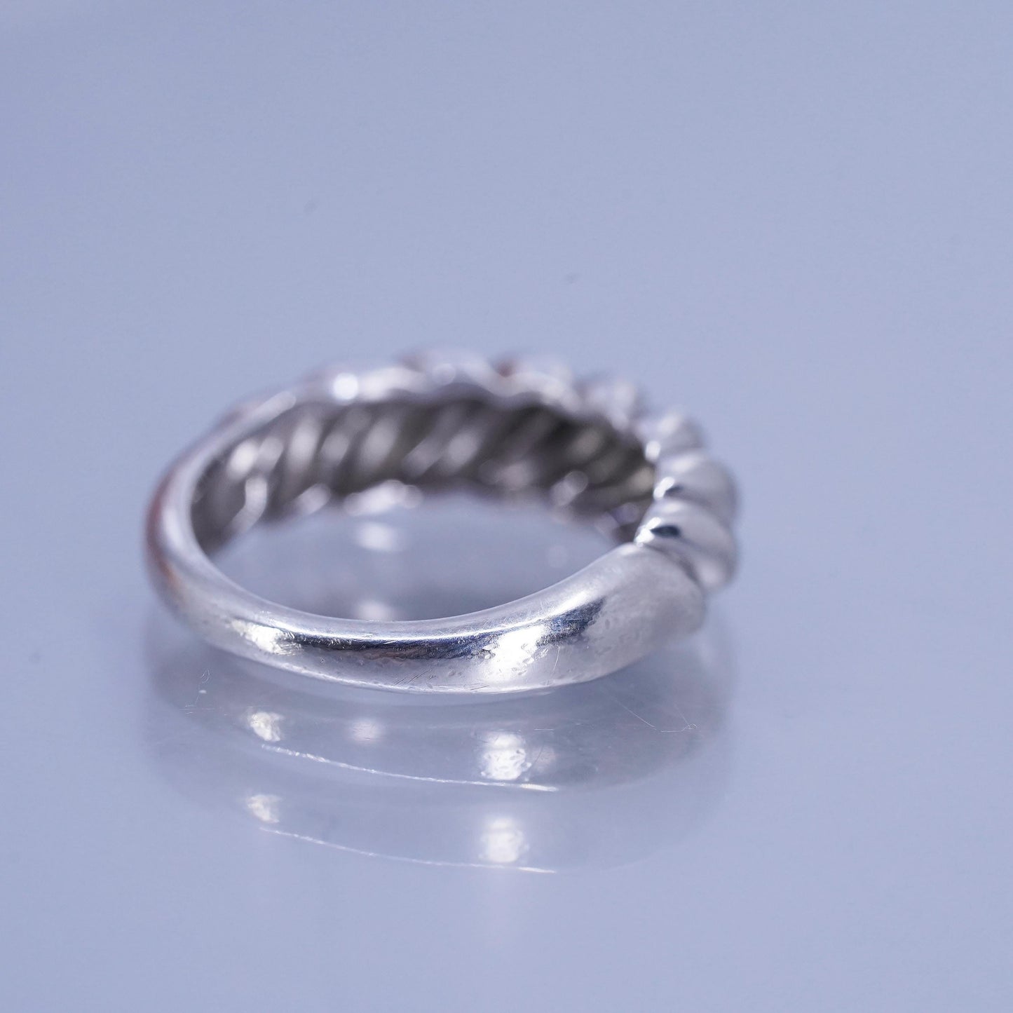 Size 6, vintage Sterling 925 silver handmade ring, modern ribbed band