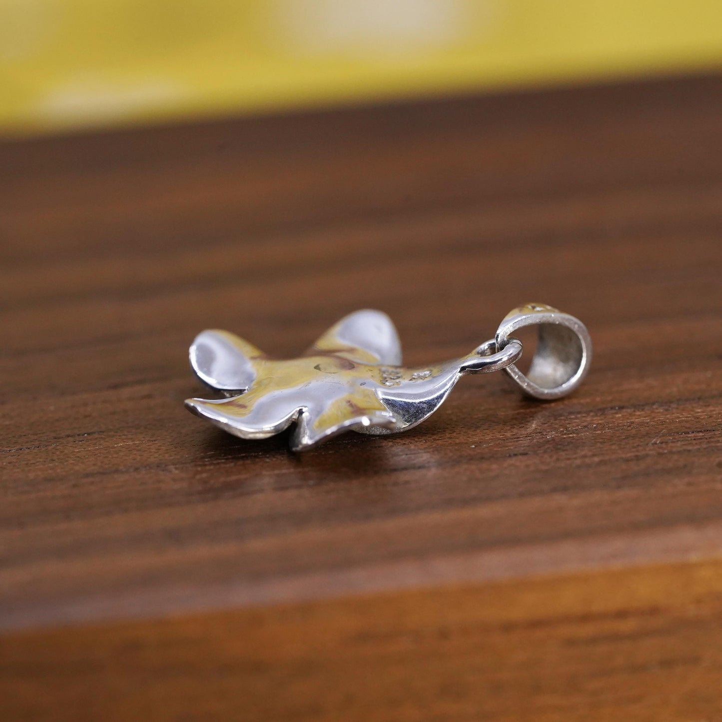 Vintage Sterling 925 silver handmade plumeria flower pendant and cz