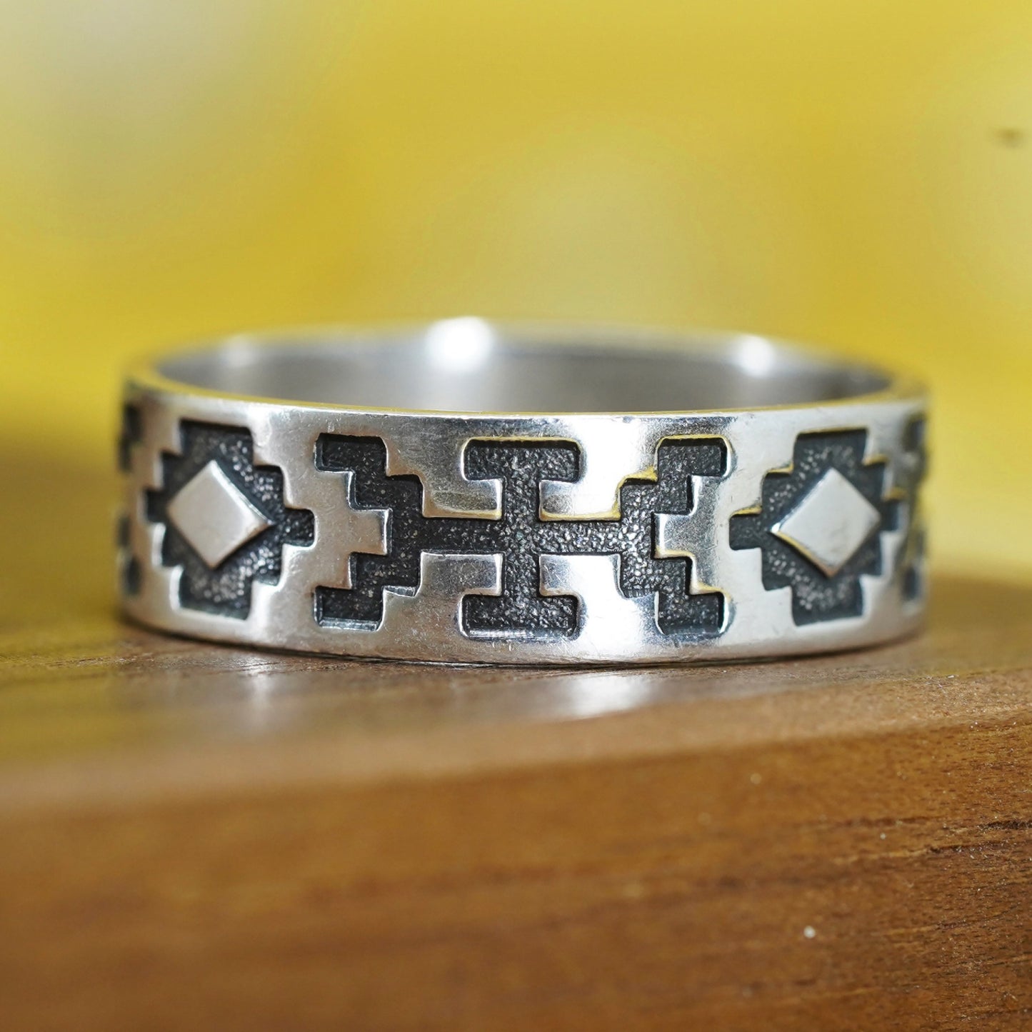 Size 9.25, vintage Sterling silver handmade ring, Hopi 925 cross band