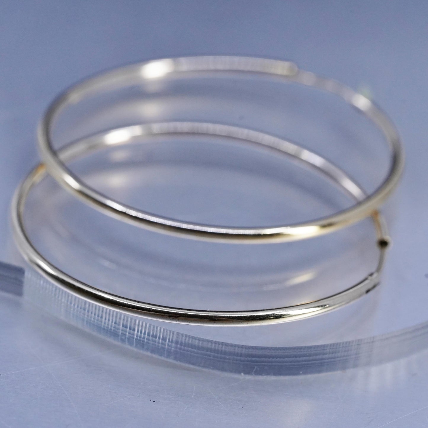 2", vintage gold plated Sterling silver handmade earrings, thin 925 hoops