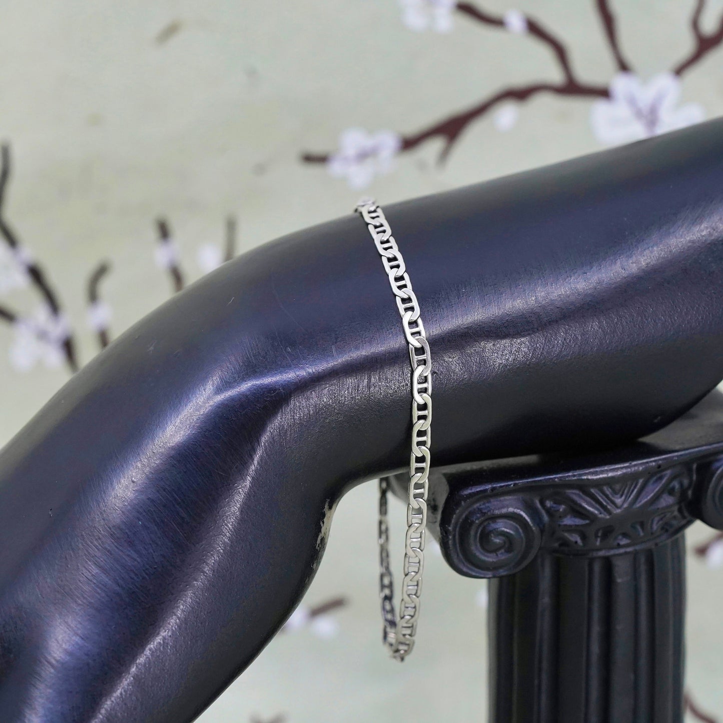 7" 3mm, Vintage sterling 925 silver bracelet, Italy anchor chain