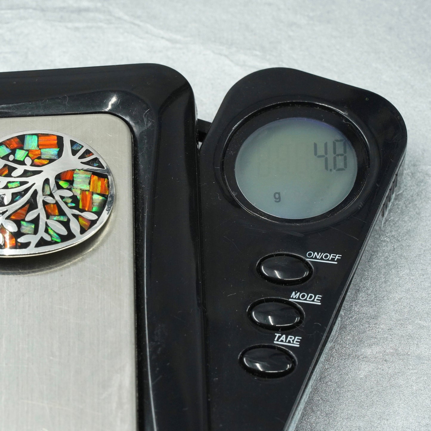 vintage southwestern sterling 925 silver family tree pendant with opal inlay