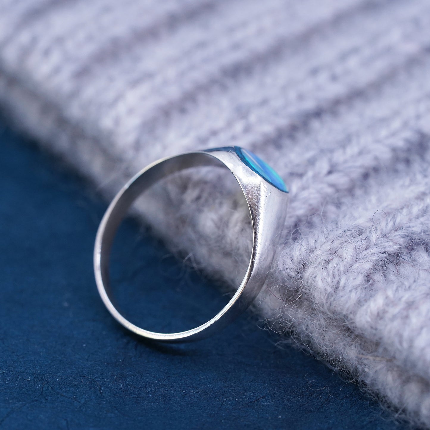 Size 4.25, VTG Sterling Silver Native American opal Ring, ring, 925 band opal