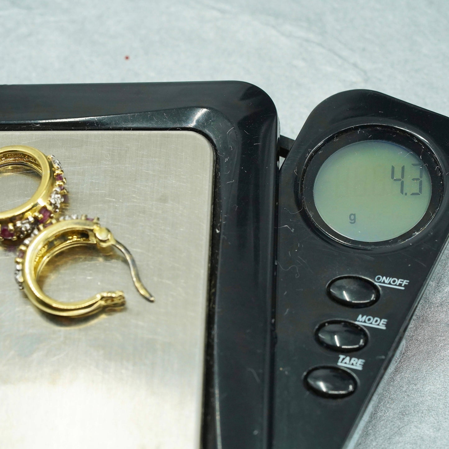 0.5”, vermeil gold over Sterling silver earrings, 925 huggie hoops ruby diamond