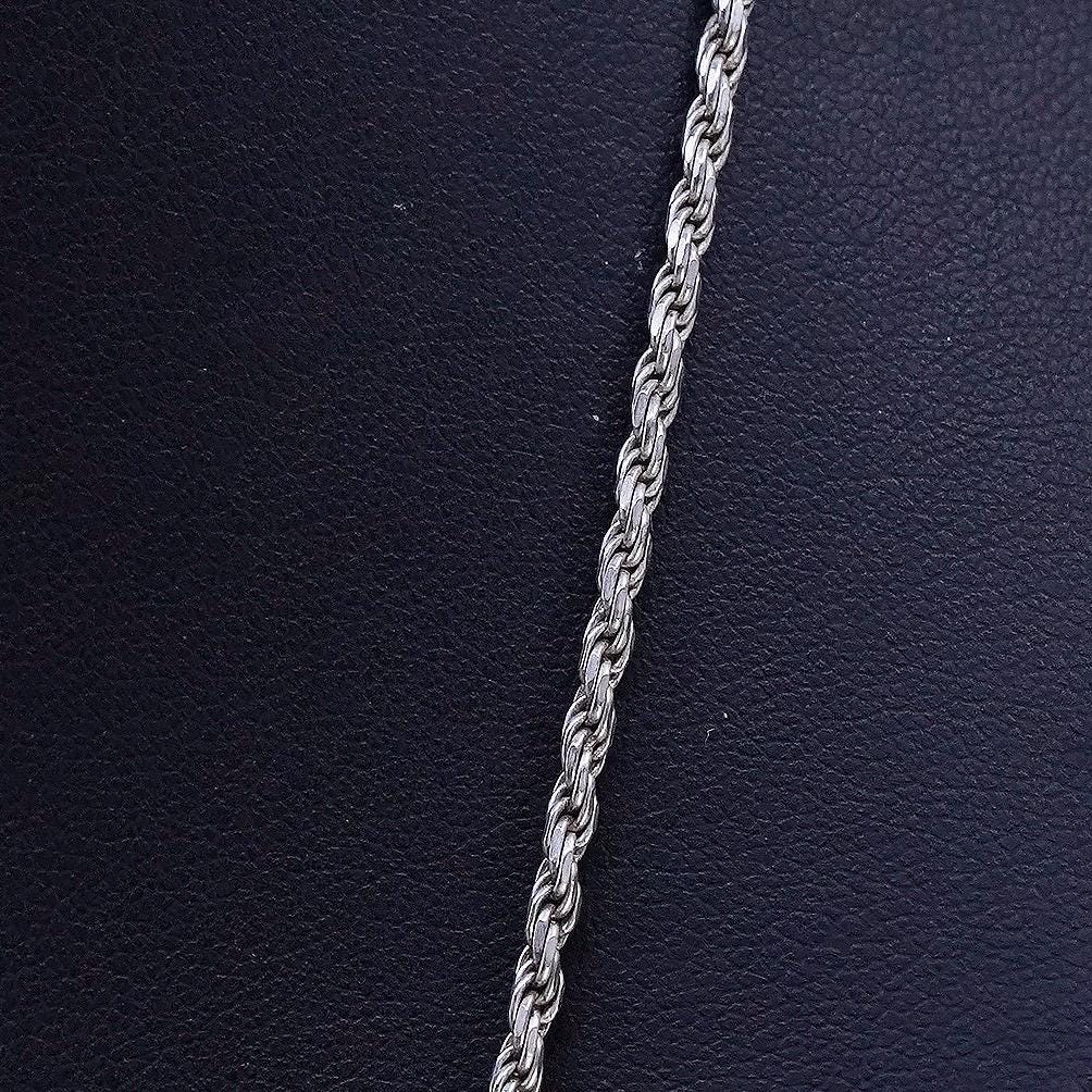 30" 2mm, vintage Sterling silver handmade necklace, 925 rope chain