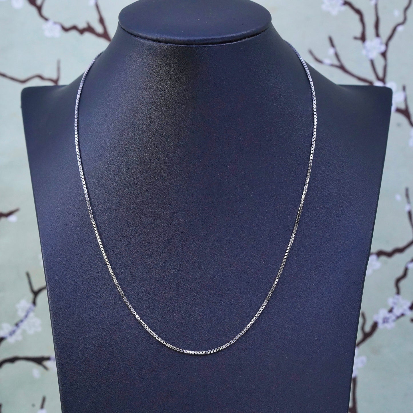 18", 1.6mm, vintage sterling silver box chain, 925 necklace