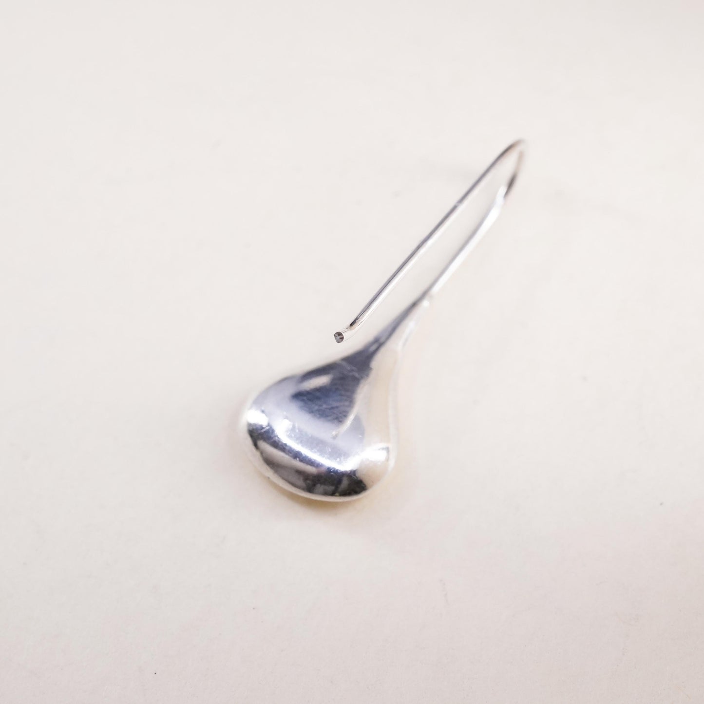 vintage modernist sterling silver 925 handmade single teardrop earring