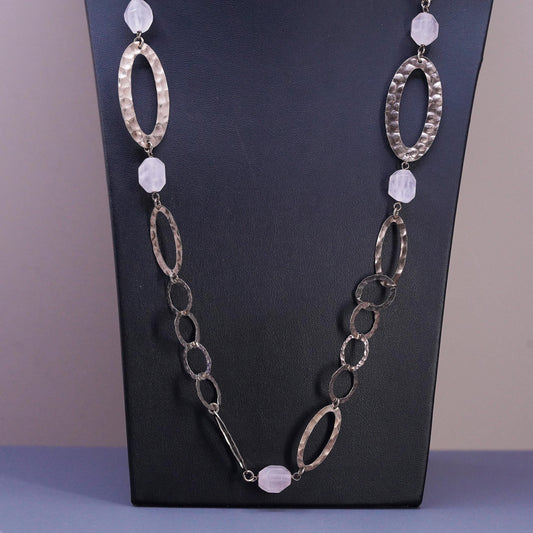 26", Italian Milor rose gold over Sterling silver necklace, hammered oval chain