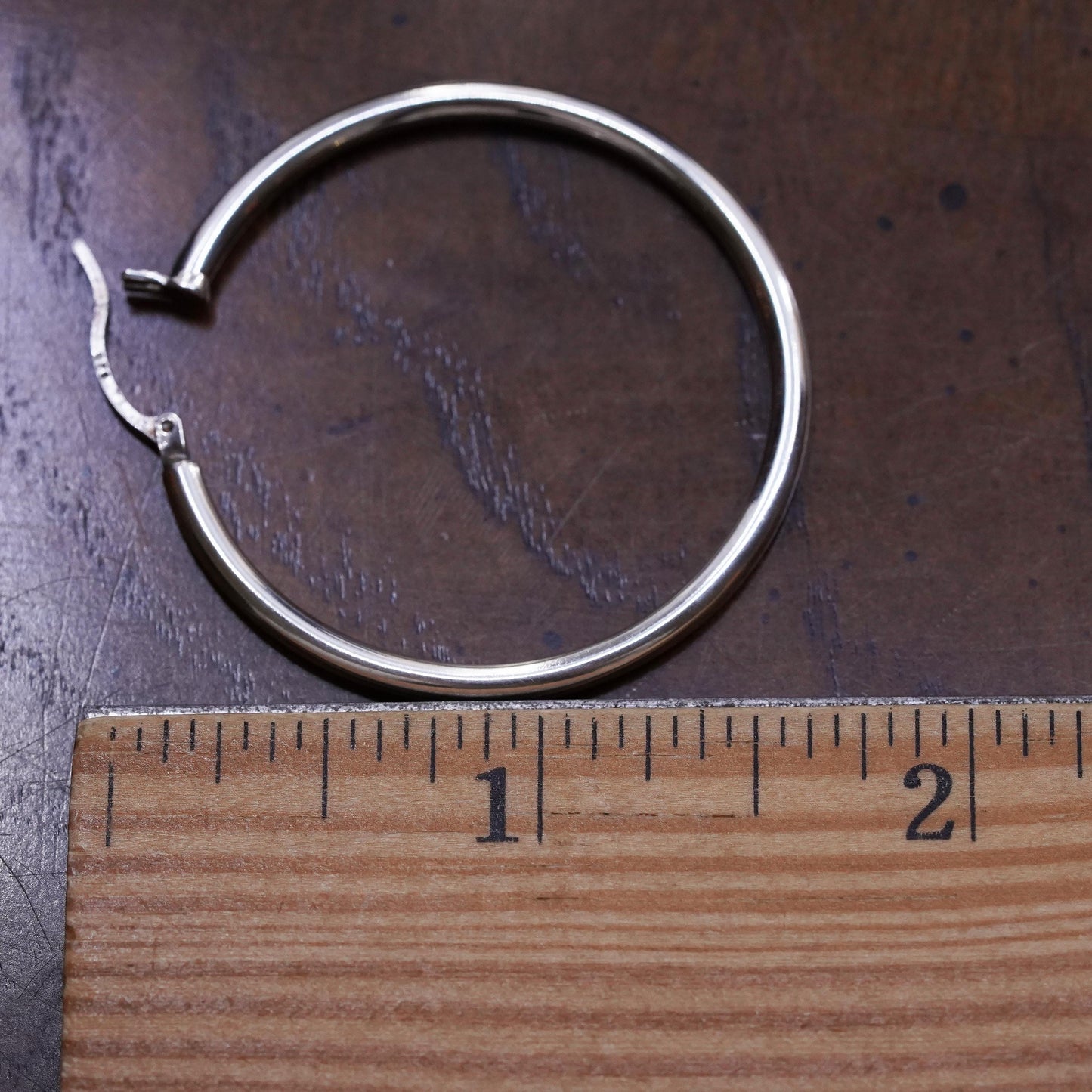 1.5", Vintage sterling 925 silver loop single earring, fashion primitive hoop