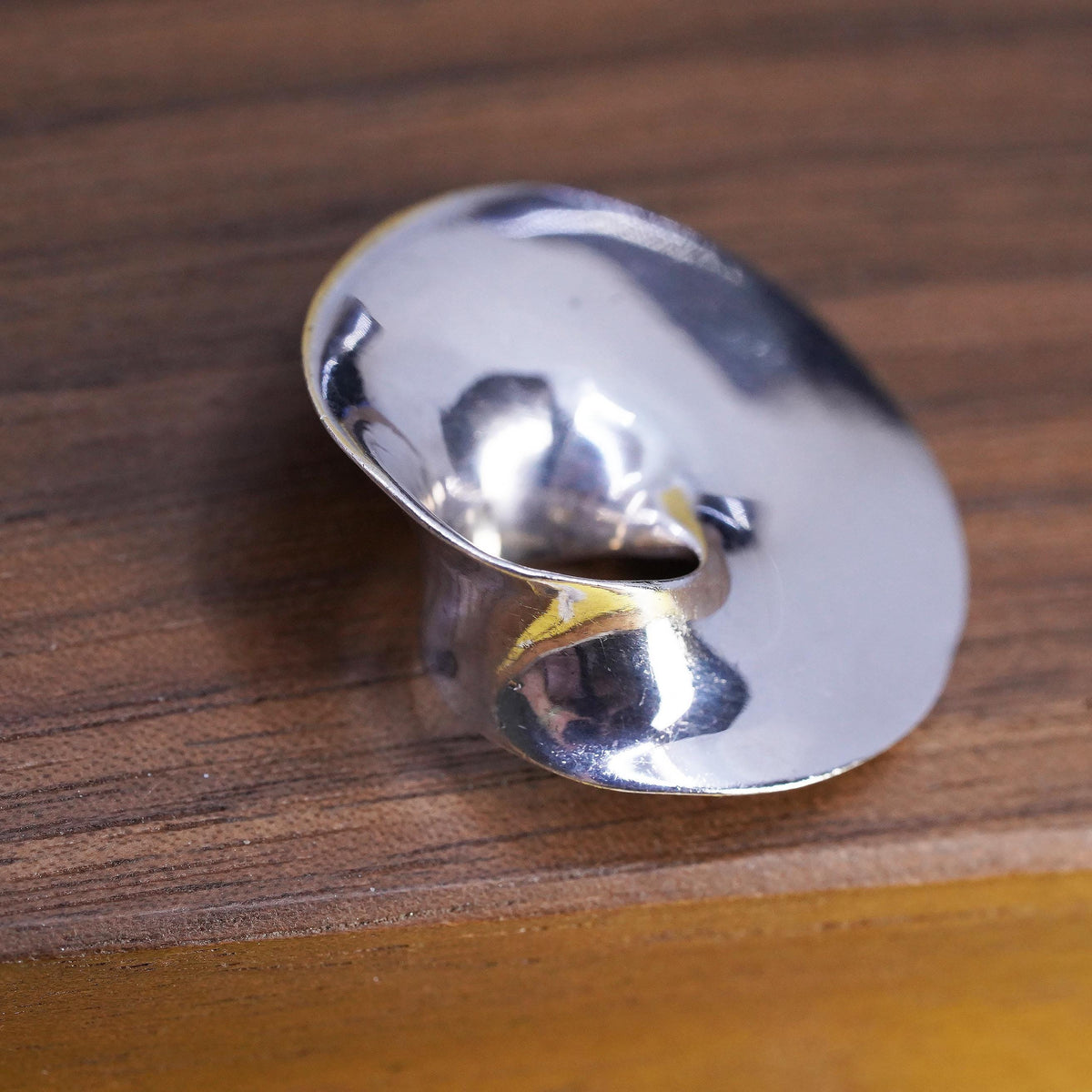 925 Sterling Silver Modernist Pendant Large Sculptural Disc Swirl Infinity Loop