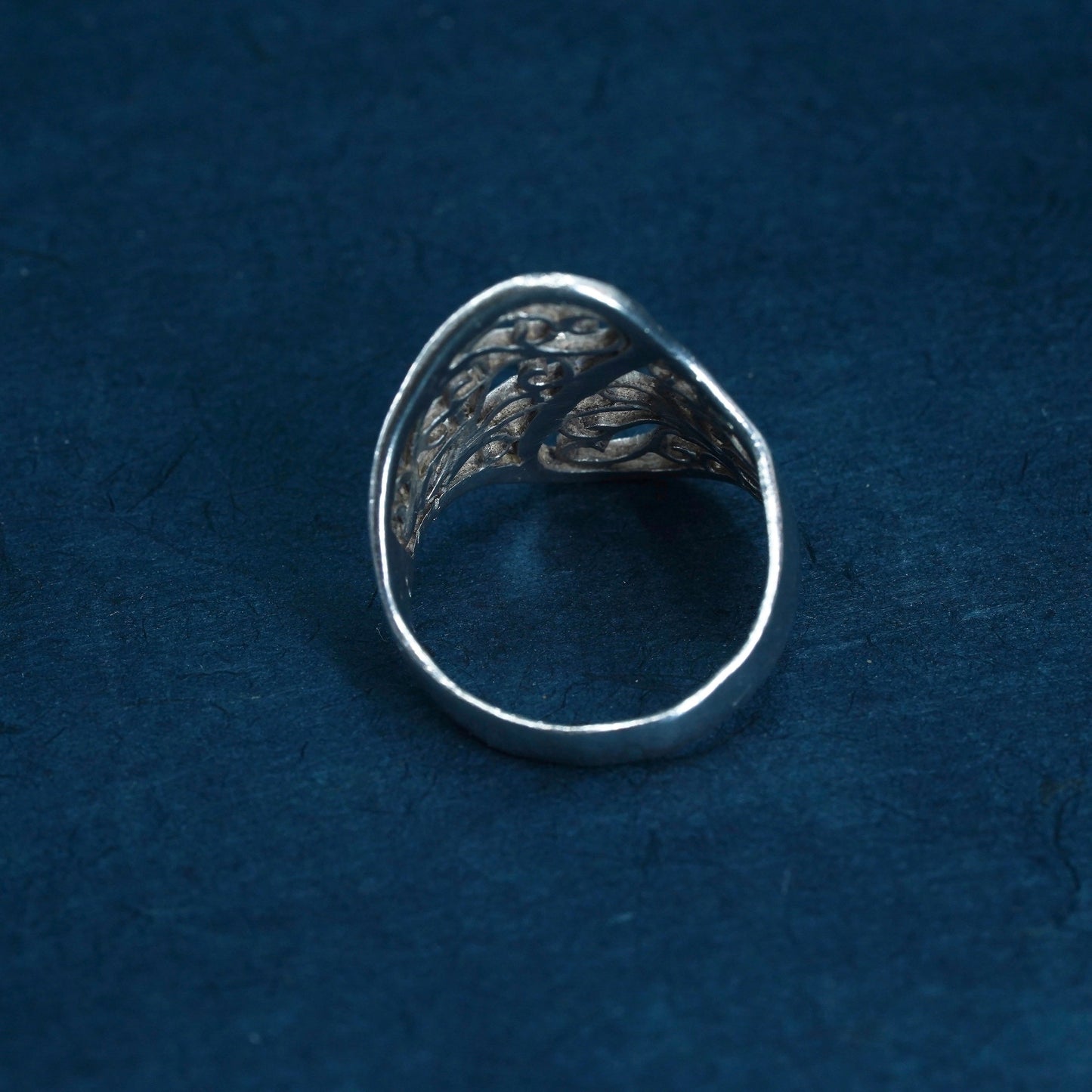 Size 8, vintage Sterling silver handmade ring, 925 filigree band