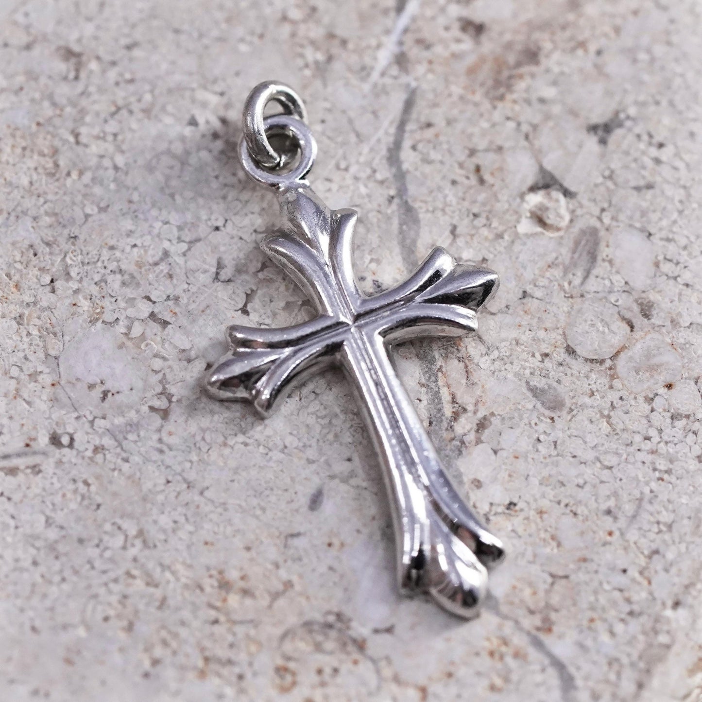 Sterling silver handmade charm, solid 925 silver cross pendant