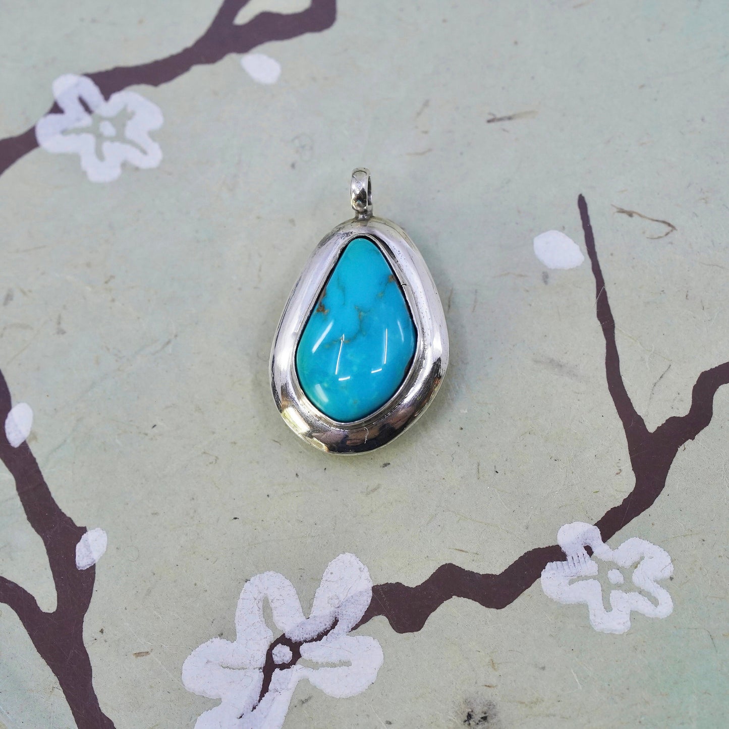 Native American Navajo JRD Sterling 925 silver handmade pendant with turquoise