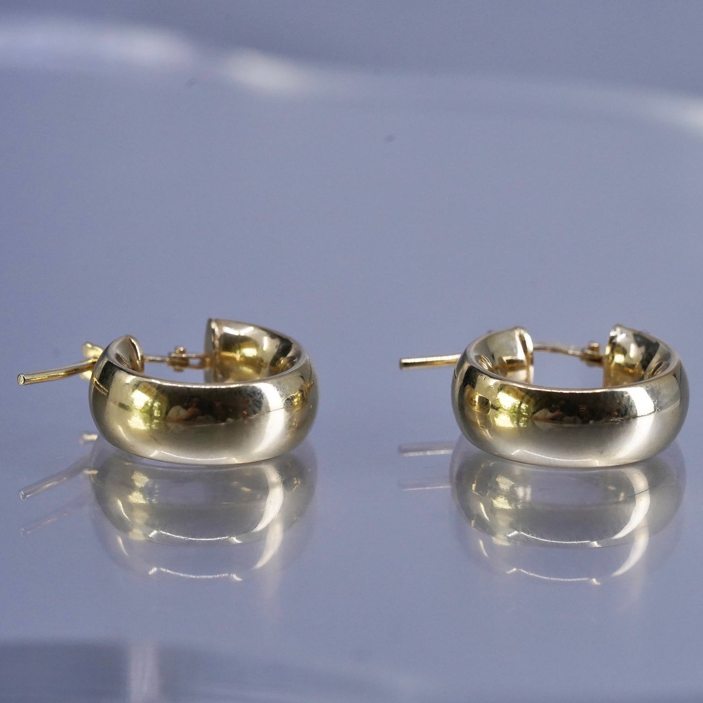 0.5”, Italian vermeil gold over Sterling silver earrings, bold 925 huggie hoops