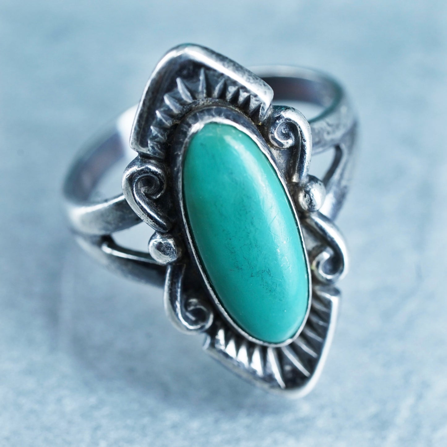Size 7, Native American Bell trading post Sterling 925 silver ring turquoise