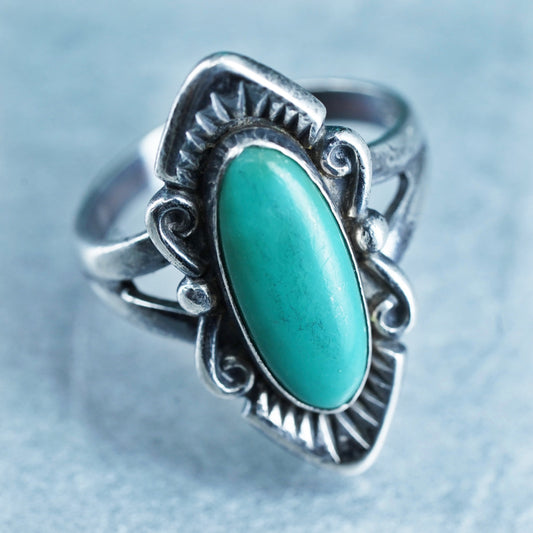 Size 7, Native American Bell trading post Sterling 925 silver ring turquoise