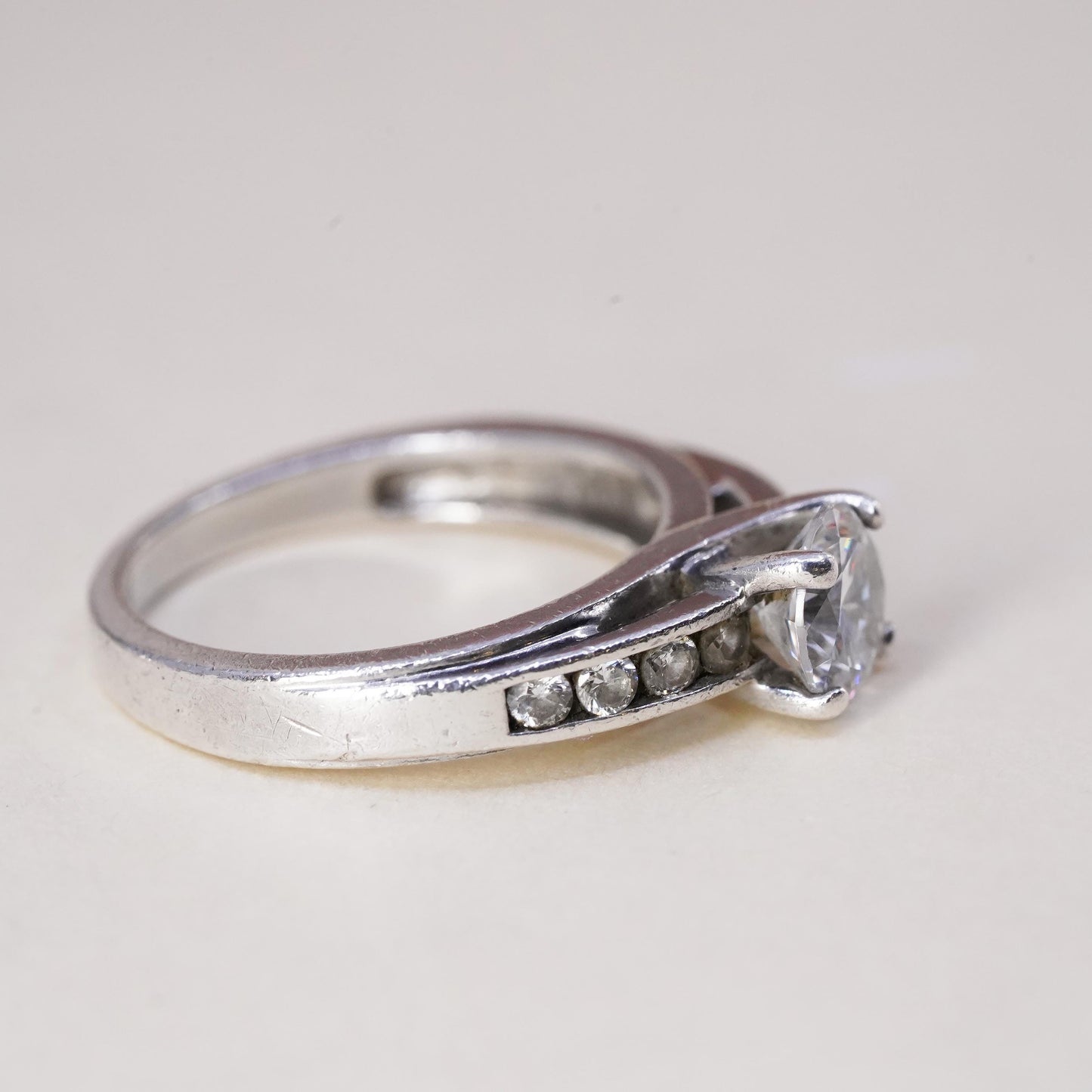 Size 6.5, 925 Sterling silver ring with Marquise cut crystal CZ cluster ring