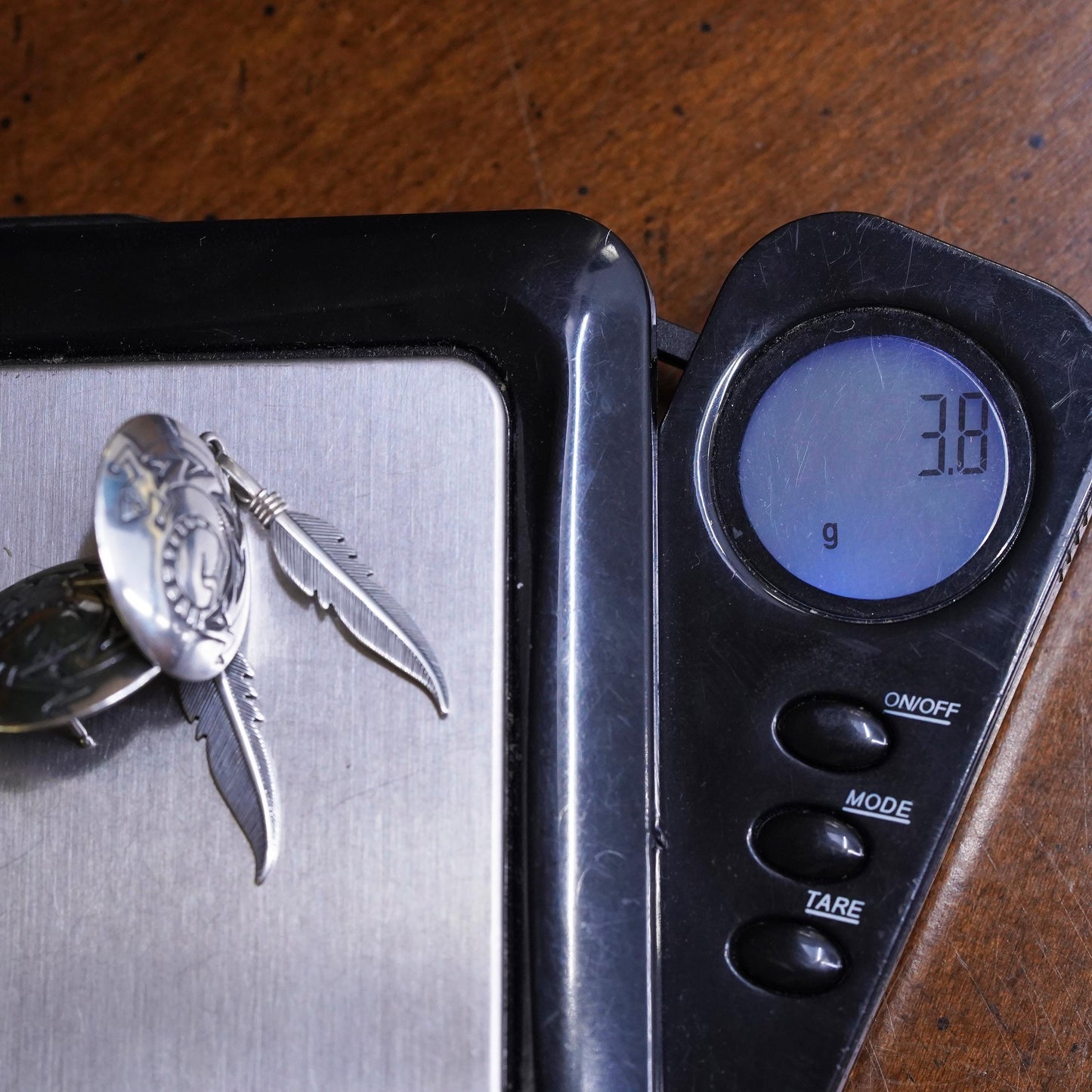 Vintage Sterling silver handmade earrings, 925 lizard studs feather dangles