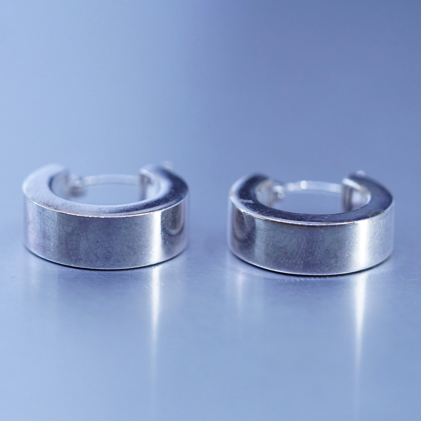 0.75”, vintage Sterling silver handmade earrings, wide 925 hoops