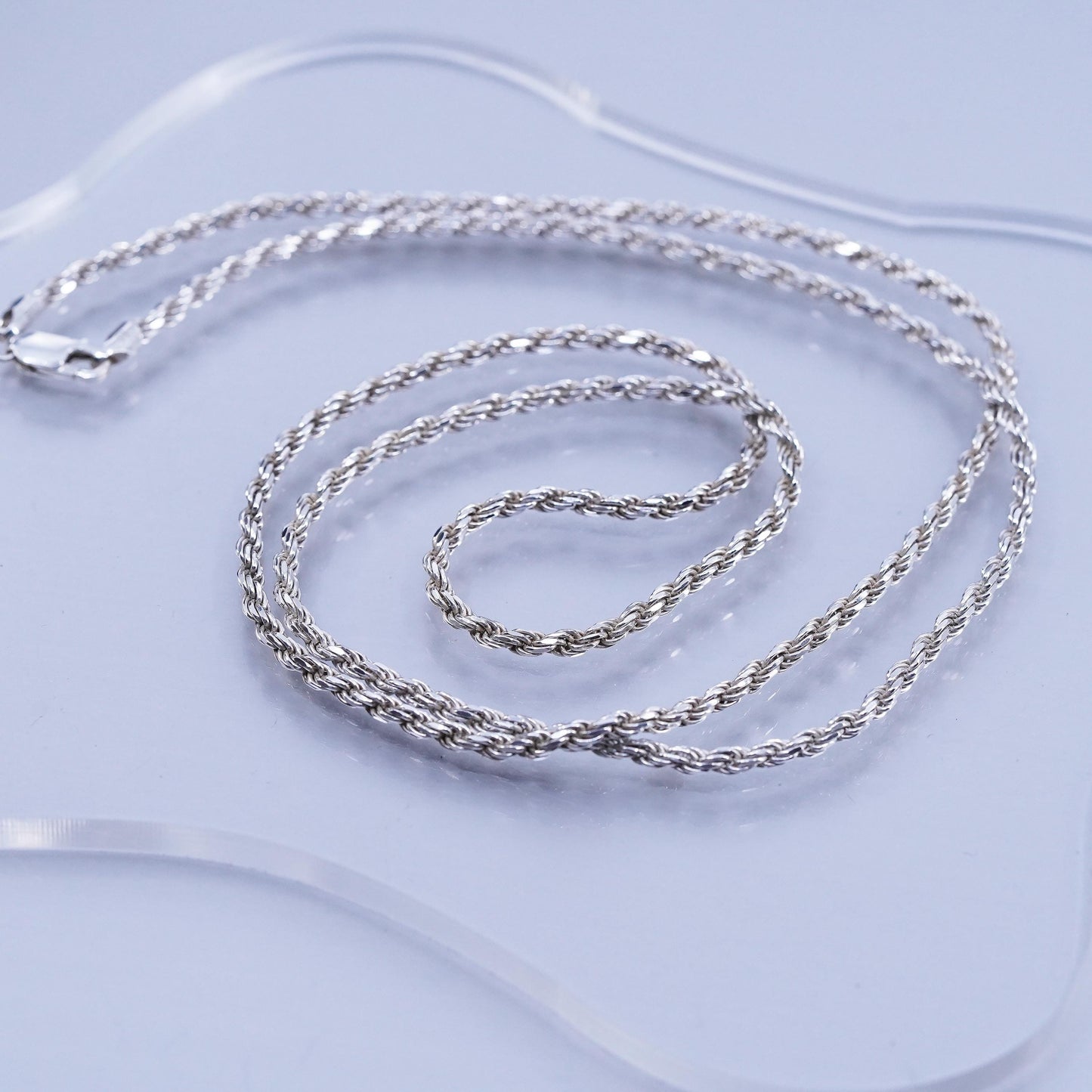30” 3mm, vintage Italian Sterling 925 silver bold rope chain necklace