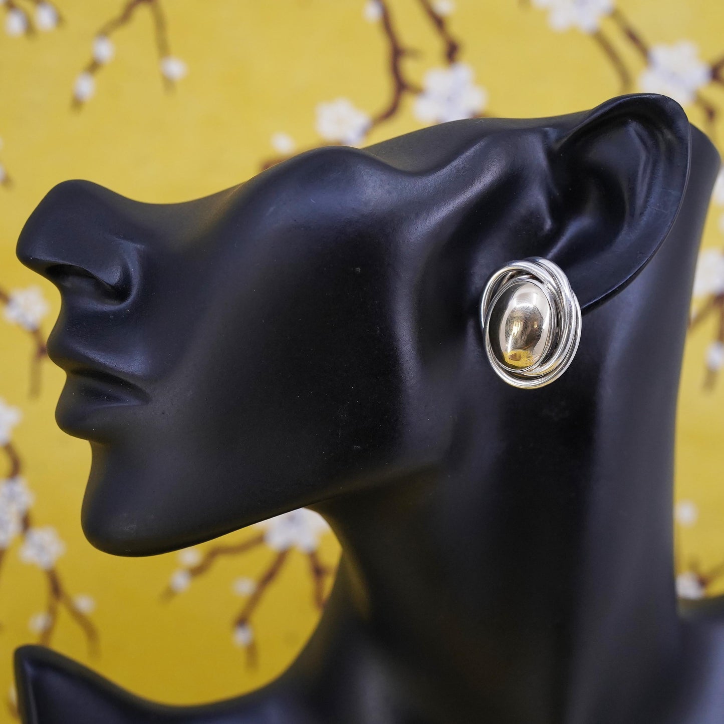 Vintage PBD Peter Brams Designs Sterling Silver 14K Love Knot Pierced Earrings