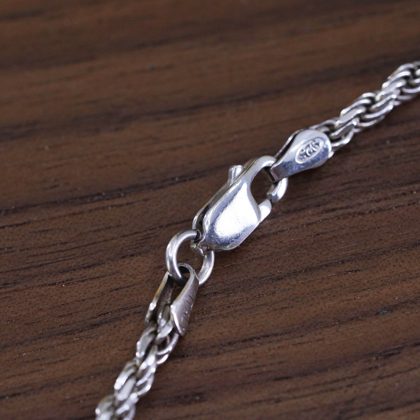 22", 3mm, vintage Sterling silver necklace, Italy 925 diamond cut rope chain