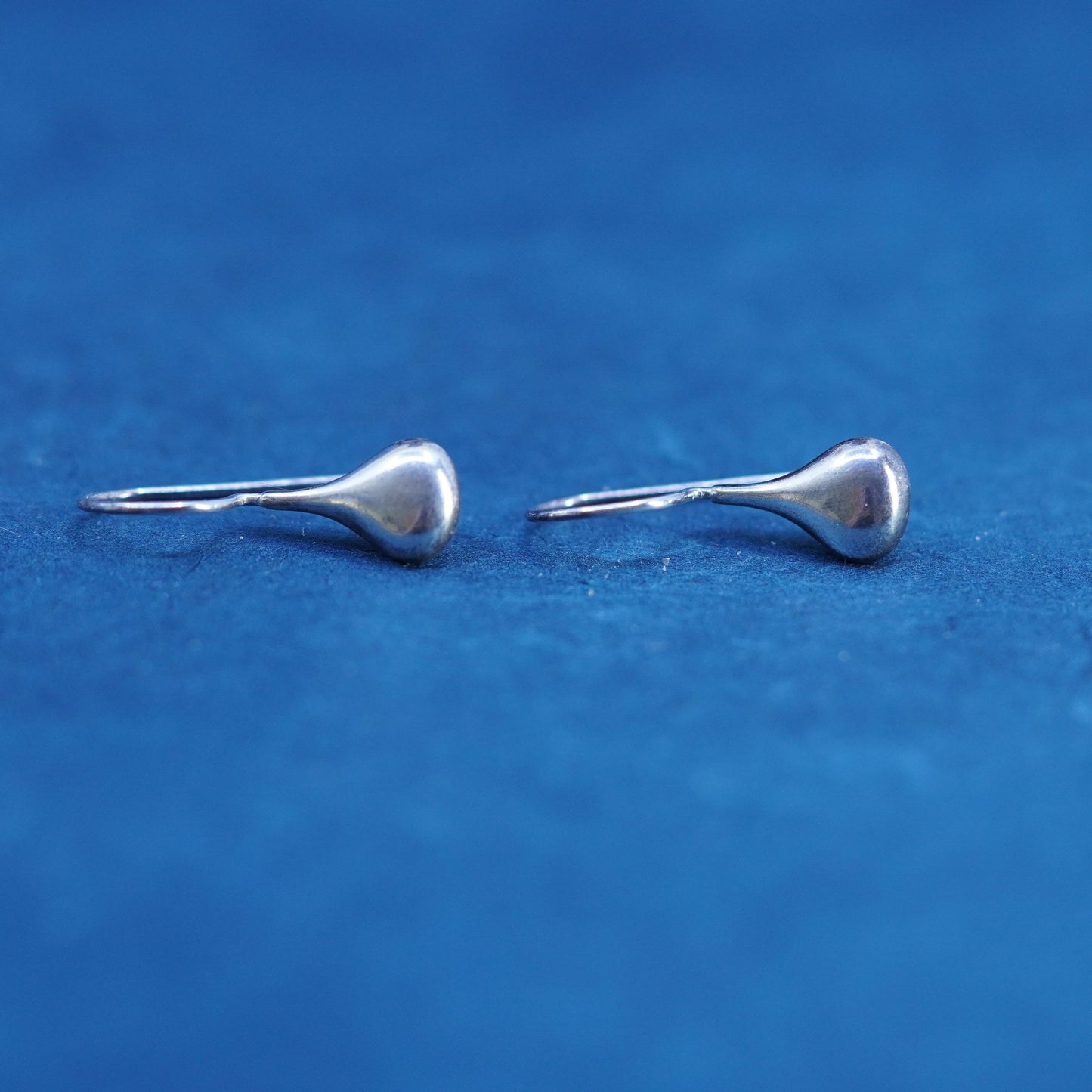 Vintage sterling silver handmade earrings, 925 simple teardrop drops