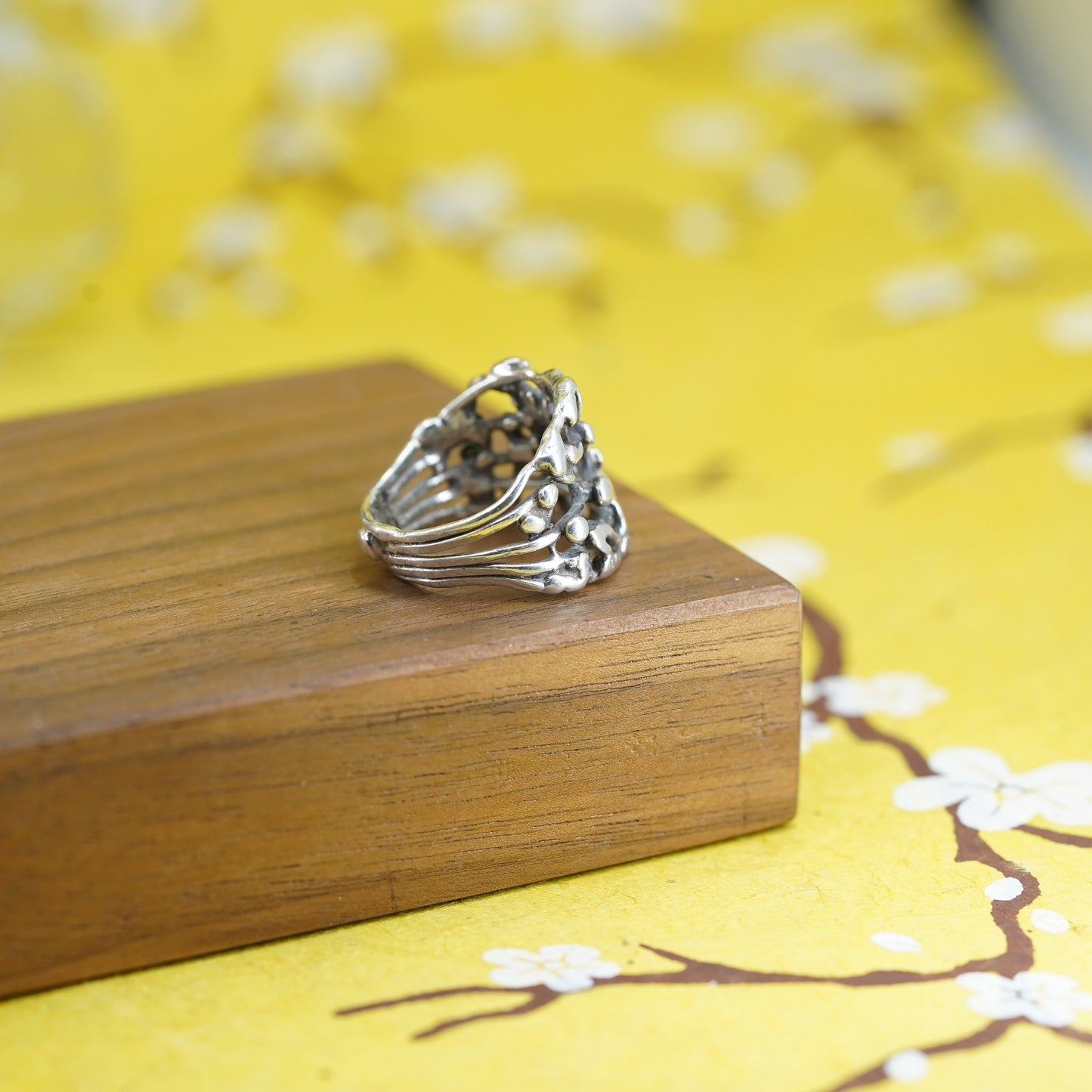 Size 5, vintage Sterling 925 silver handmade ring, filigree band