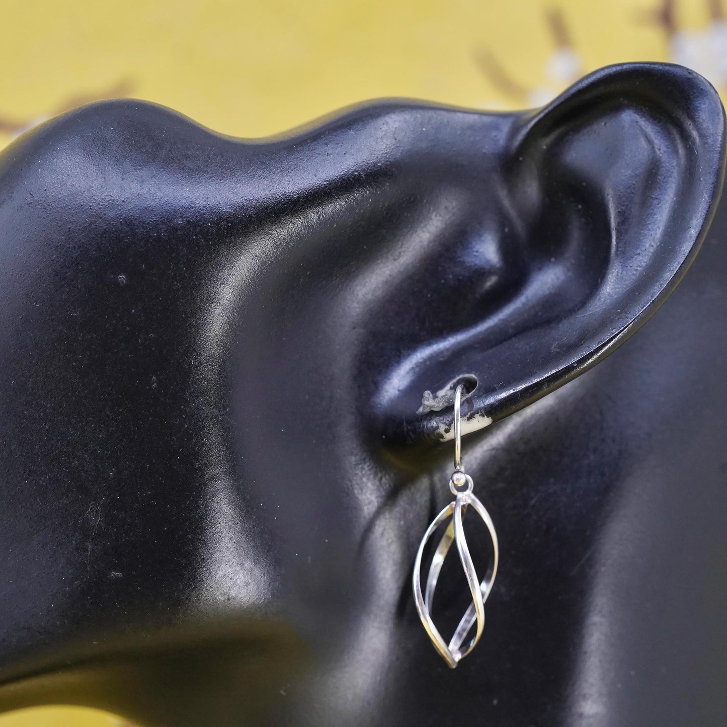 Vintage Sterling silver handmade earrings, 925 twisted dangle