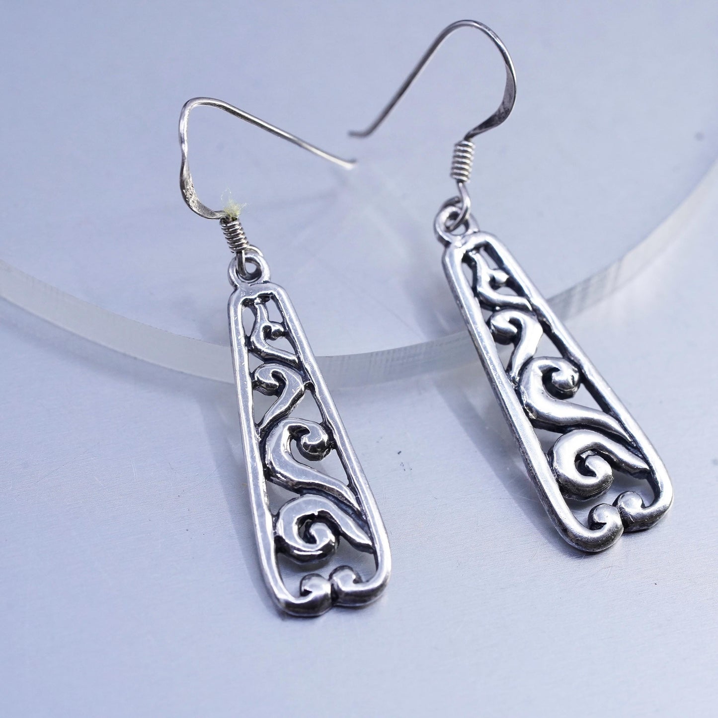 Vintage Sterling 925 silver handmade swirly earrings