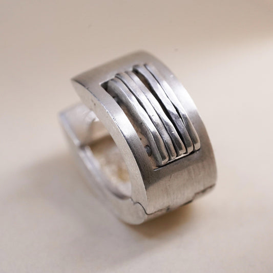 0.5”, Vintage sterling silver single earring, 925 huggie hoop