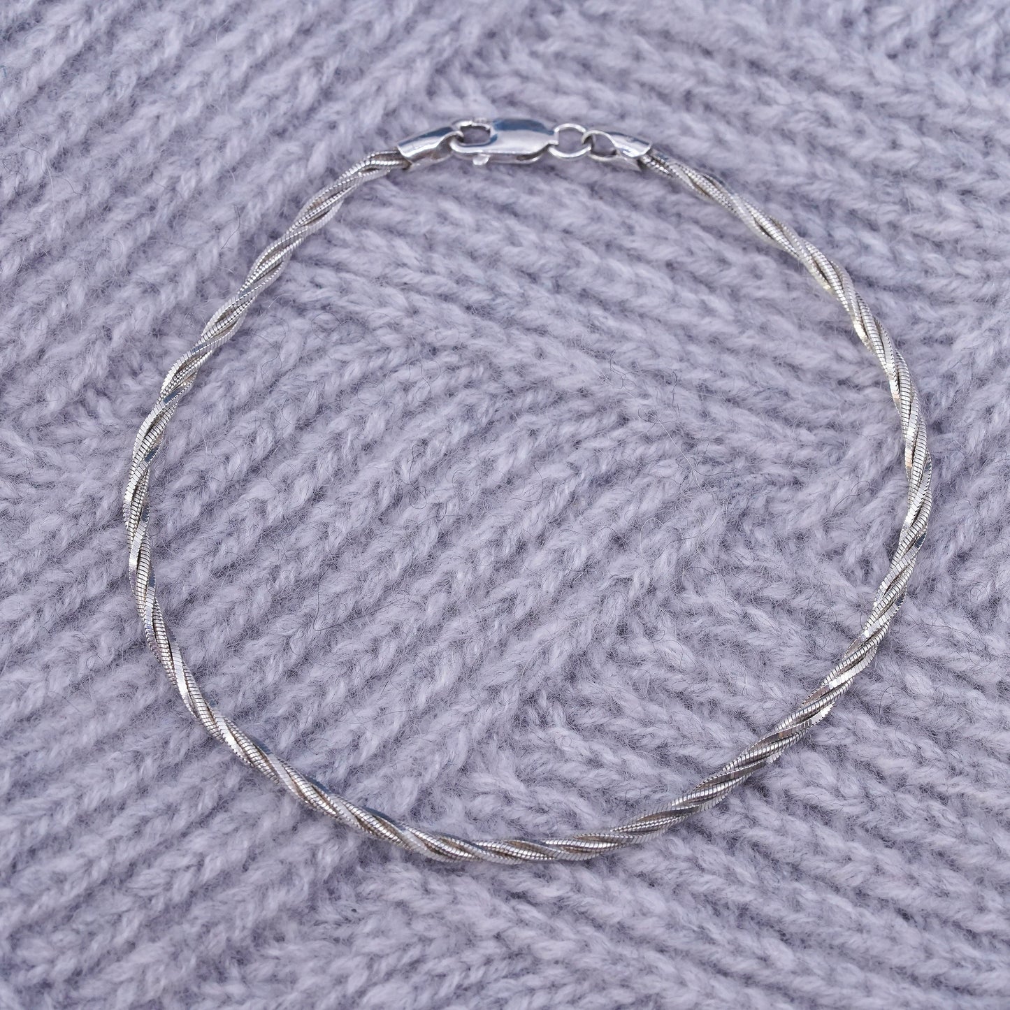 8” Italian Sterling silver handmade bracelet, 925 silver twisted snake chain