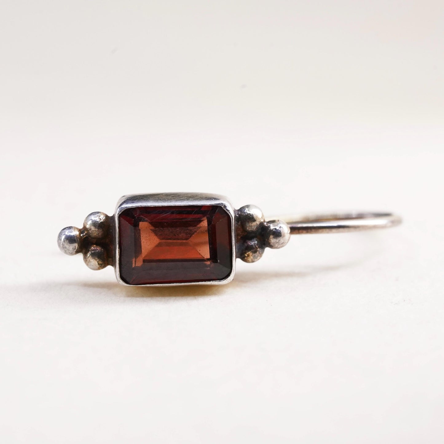 Vintage vermeil gold over Sterling 925 Silver Garnet Dangle single earring