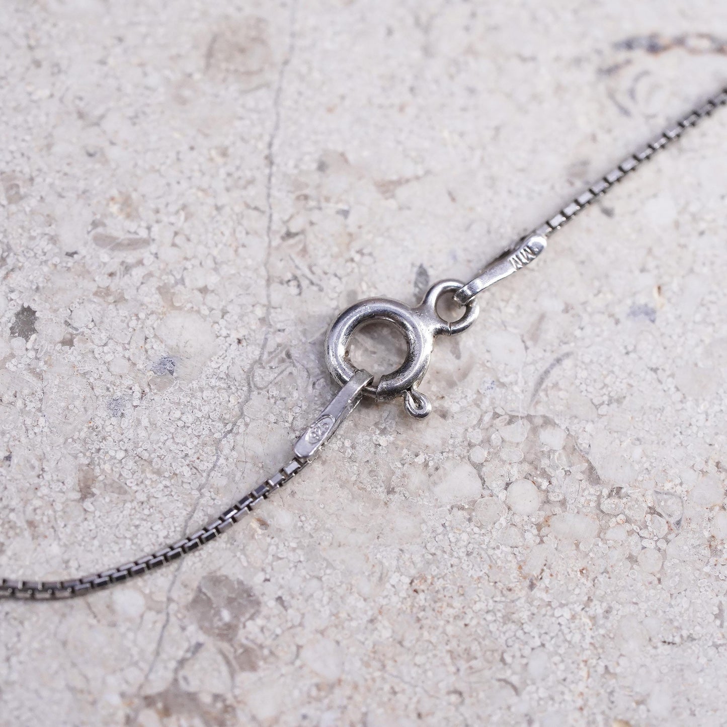 16", vintage Sterling silver necklace, 925 box chain with tag special pendant