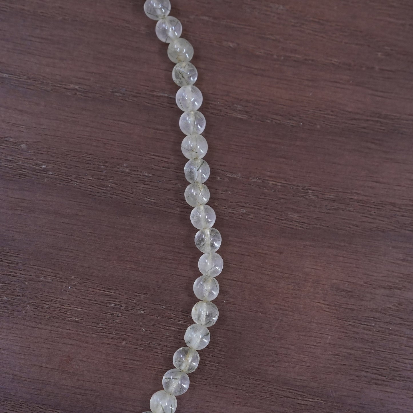 16”, sterling silver necklace, rutilated quartz beads with 925 silver heart