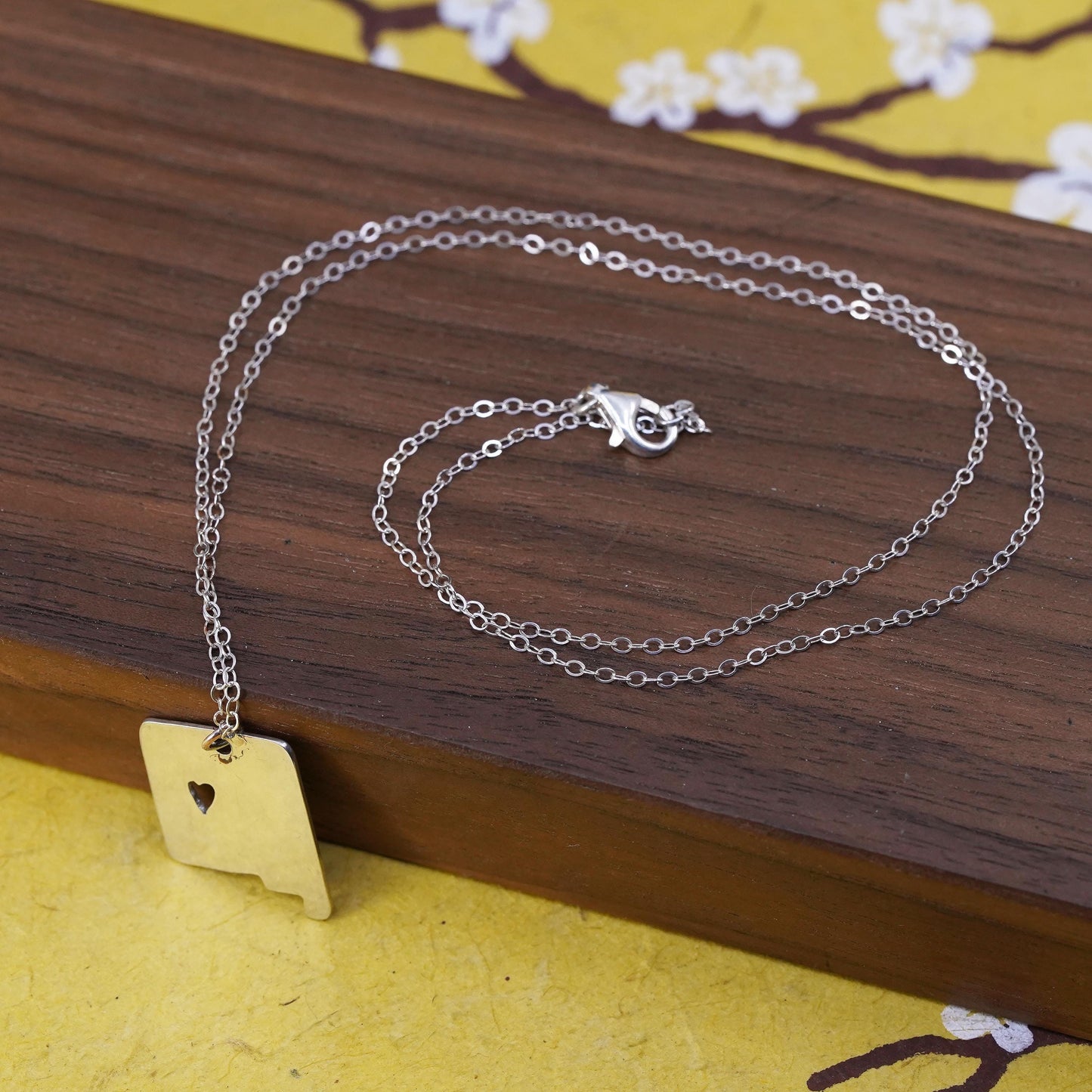18", Sterling silver necklace, 925 flatten circle chain with tag heart pendant