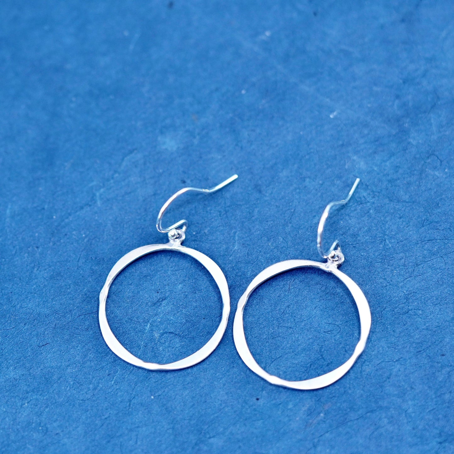 Vintage Sterling Silver handmade Earrings. 925 circle dangles