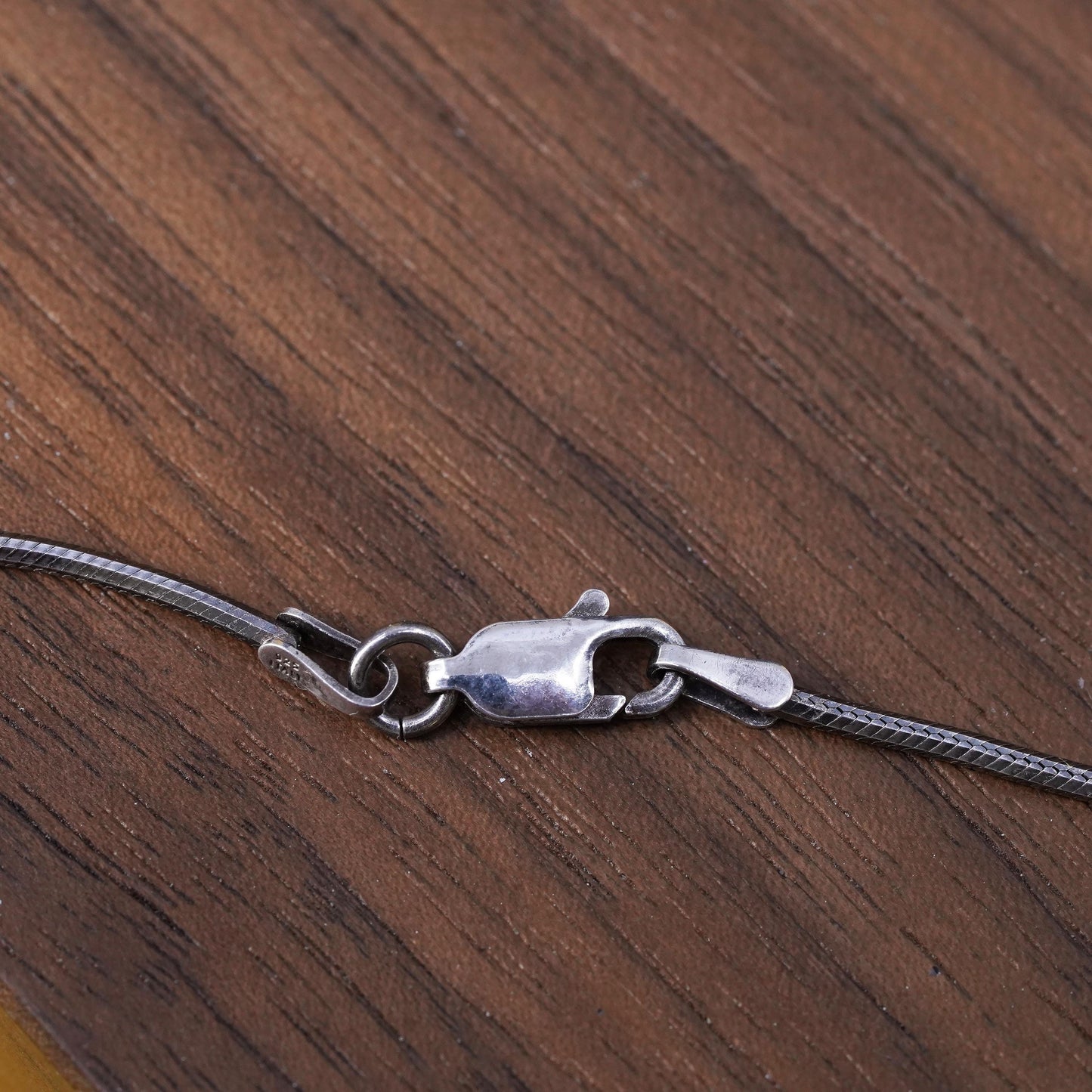 18" 1mm, vintage Sterling silver necklace, Italy 925 square snake chain