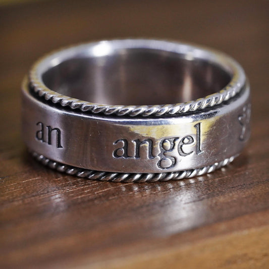 Size 7, T&T Sterling silver prayer ring, 925 spinner band Projected by an angel