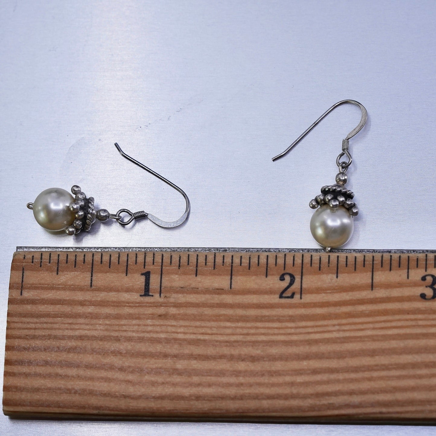 Vintage Sterling 925 silver handmade earrings with pearl