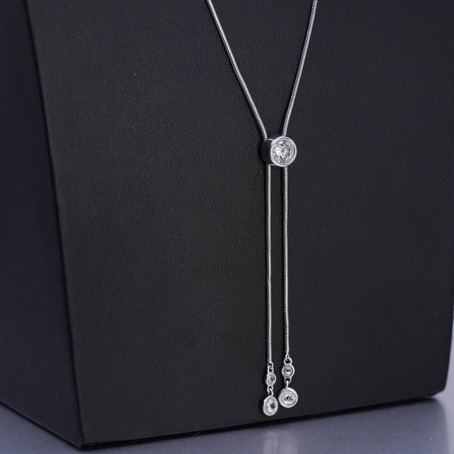 size adjustable up to 24", Sterling 925 silver snake chain necklace cz pendant