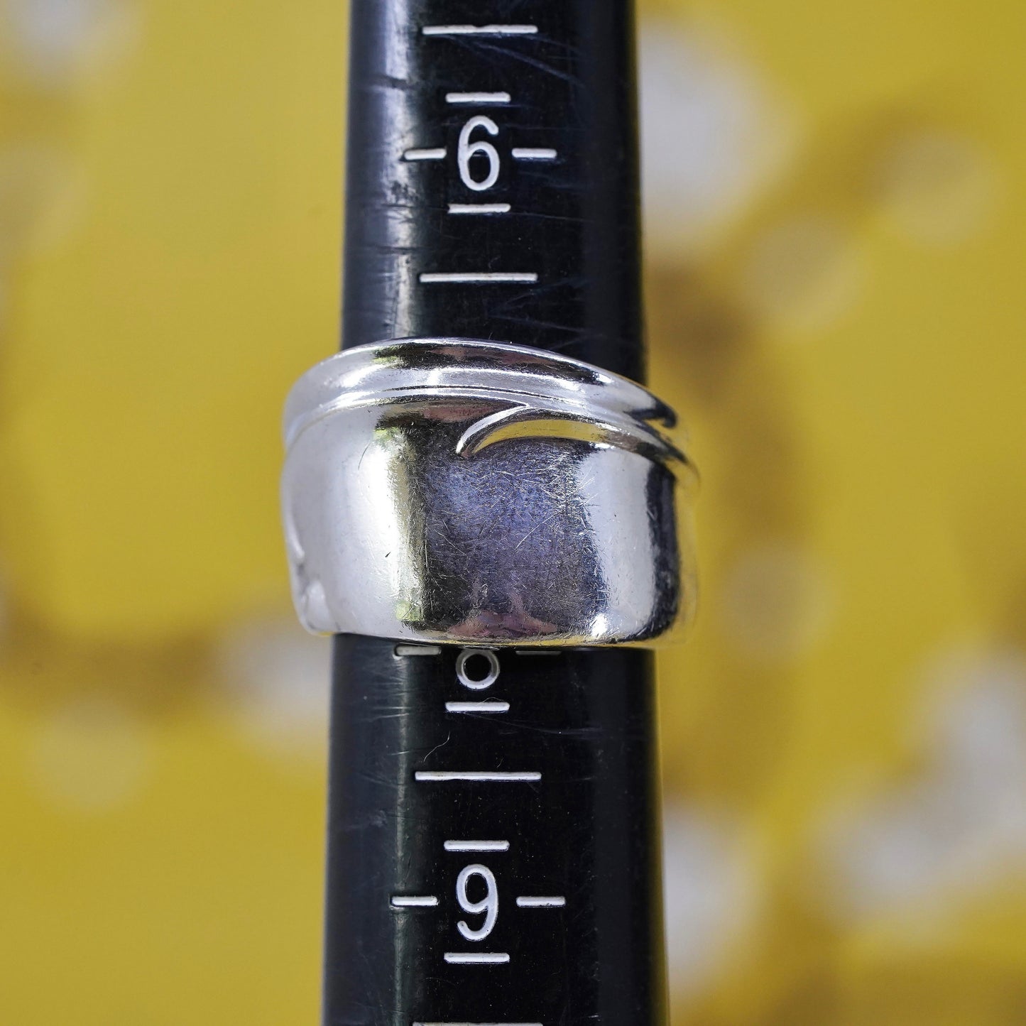 Size 7, vintage silver tone handmade spoon ring