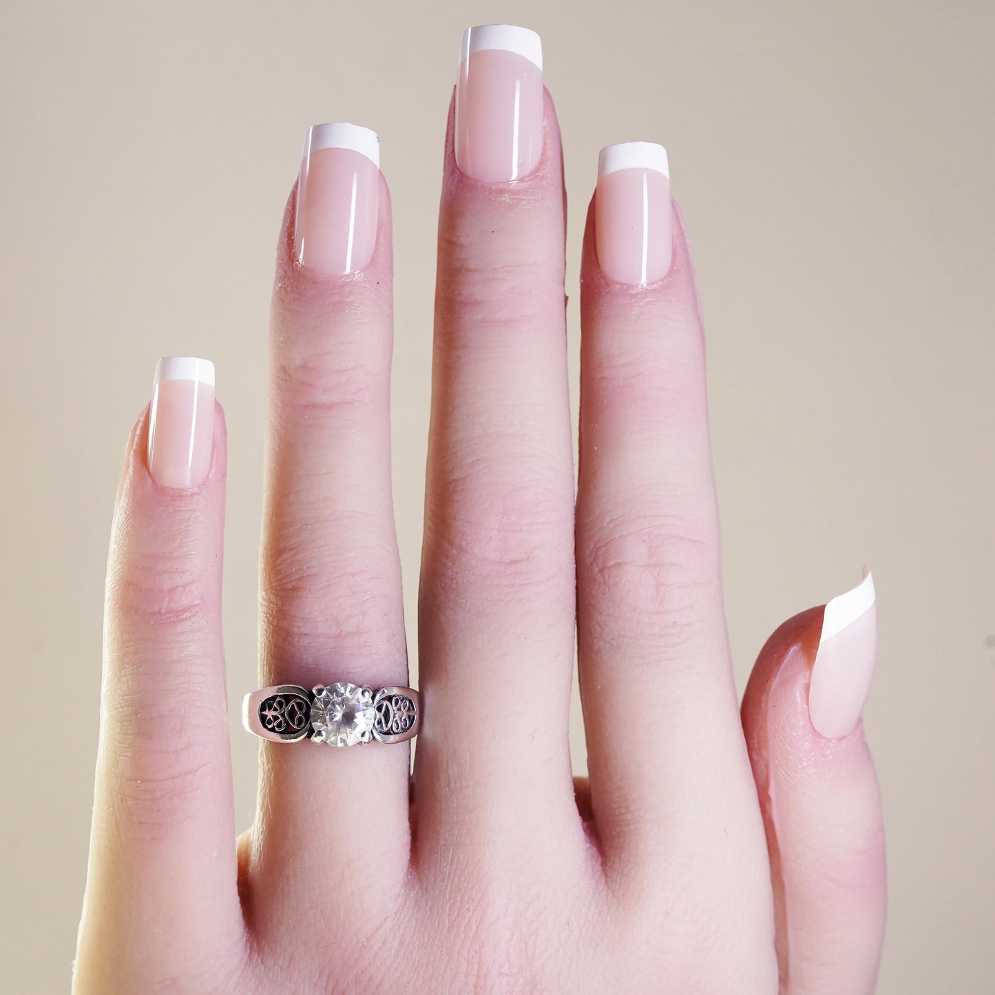 Size 6.5, vintage Sterling 925 silver Statement ring with cz