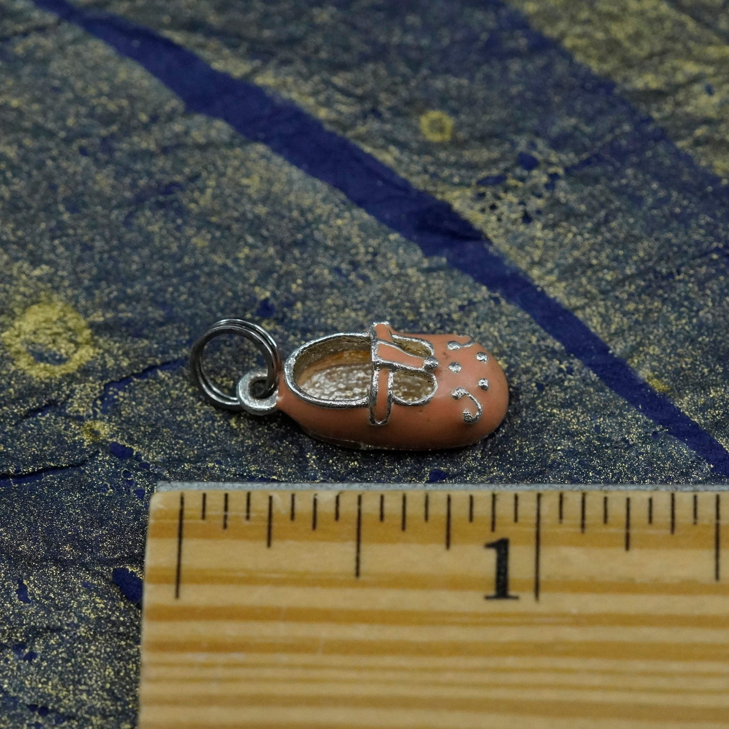 Vintage Sterling silver handmade pendant, 925 pink baby shoe charm
