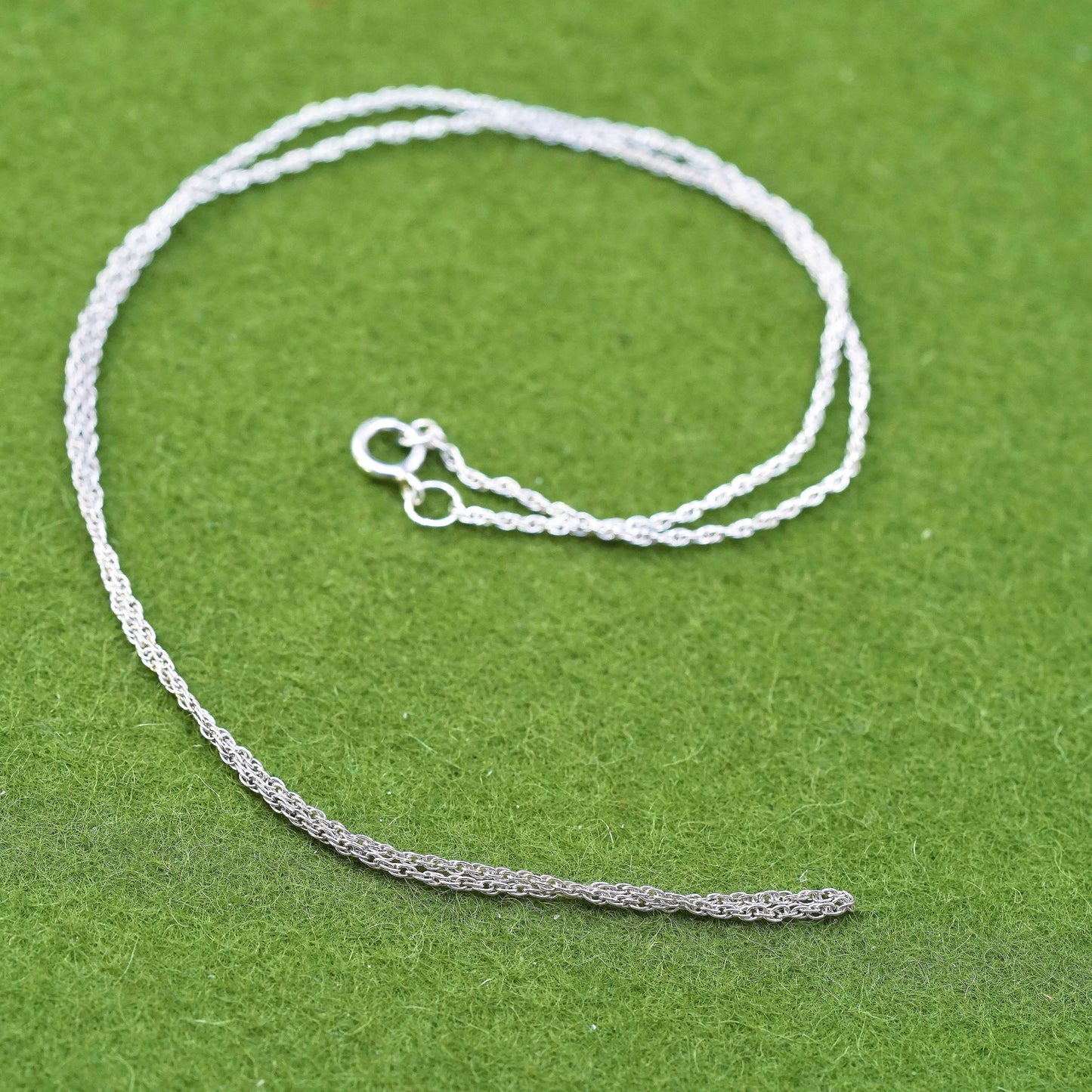 18” 1mm, vintage sterling silver necklace, 925 Singapore rope chain