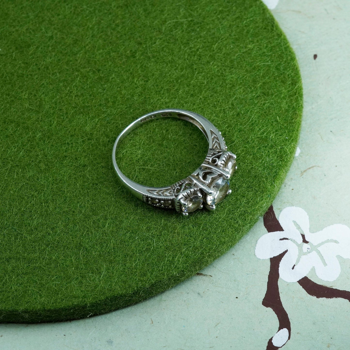 Size 8.5, vintage Xavier jewelry | Sterling 925 silver ring w/ round CZ cluster