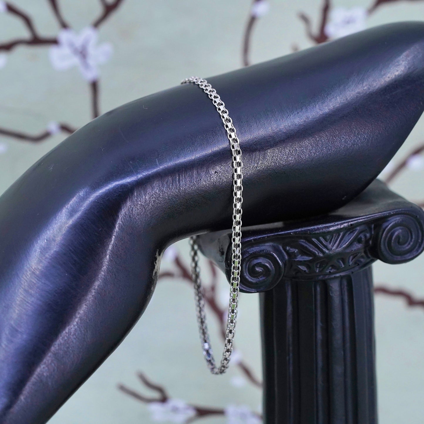8" 3mm, Vintage sterling 925 silver bracelet, Italy anchor chain