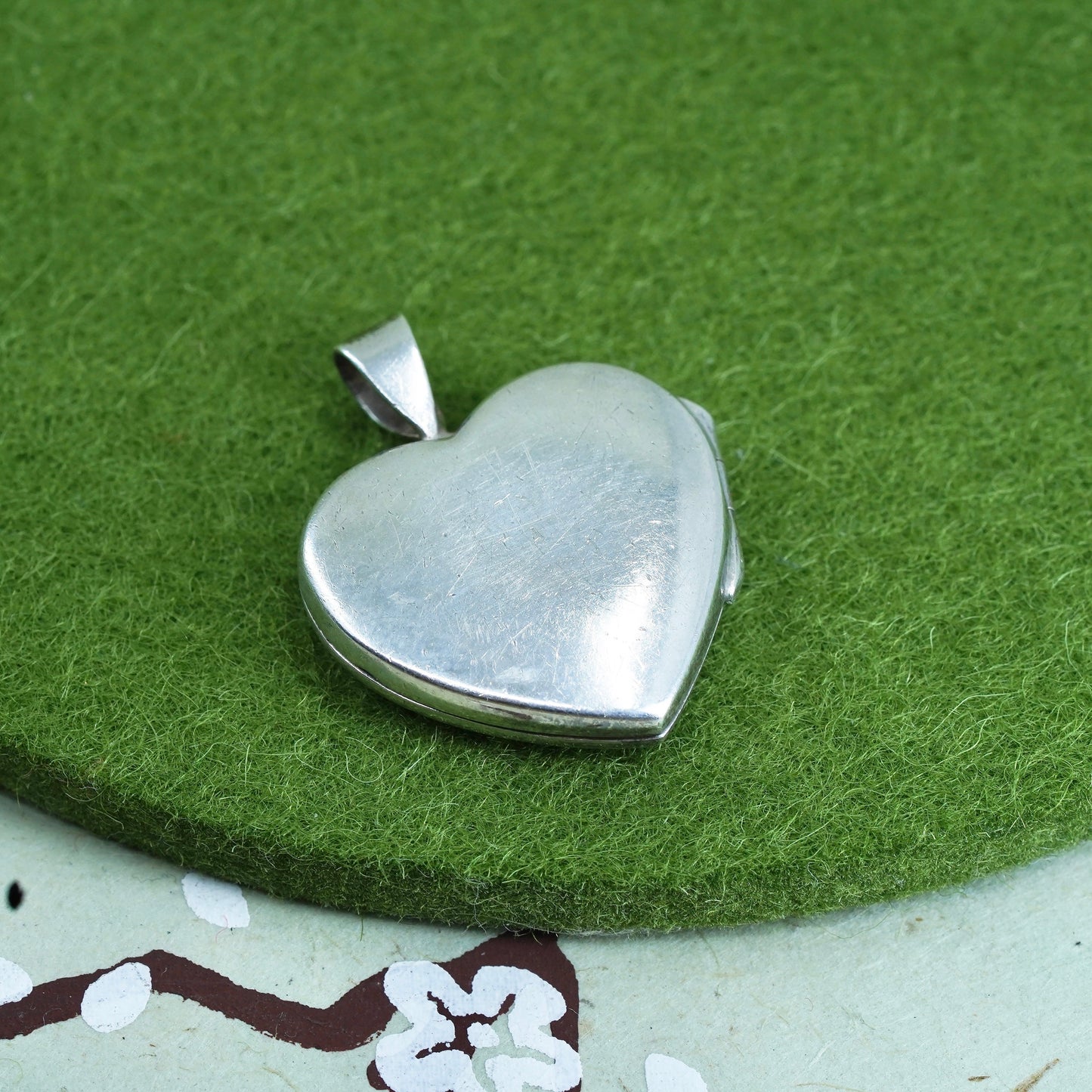 Vintage sterling silver photo locket charm pendant, 925 heart engraved “G”