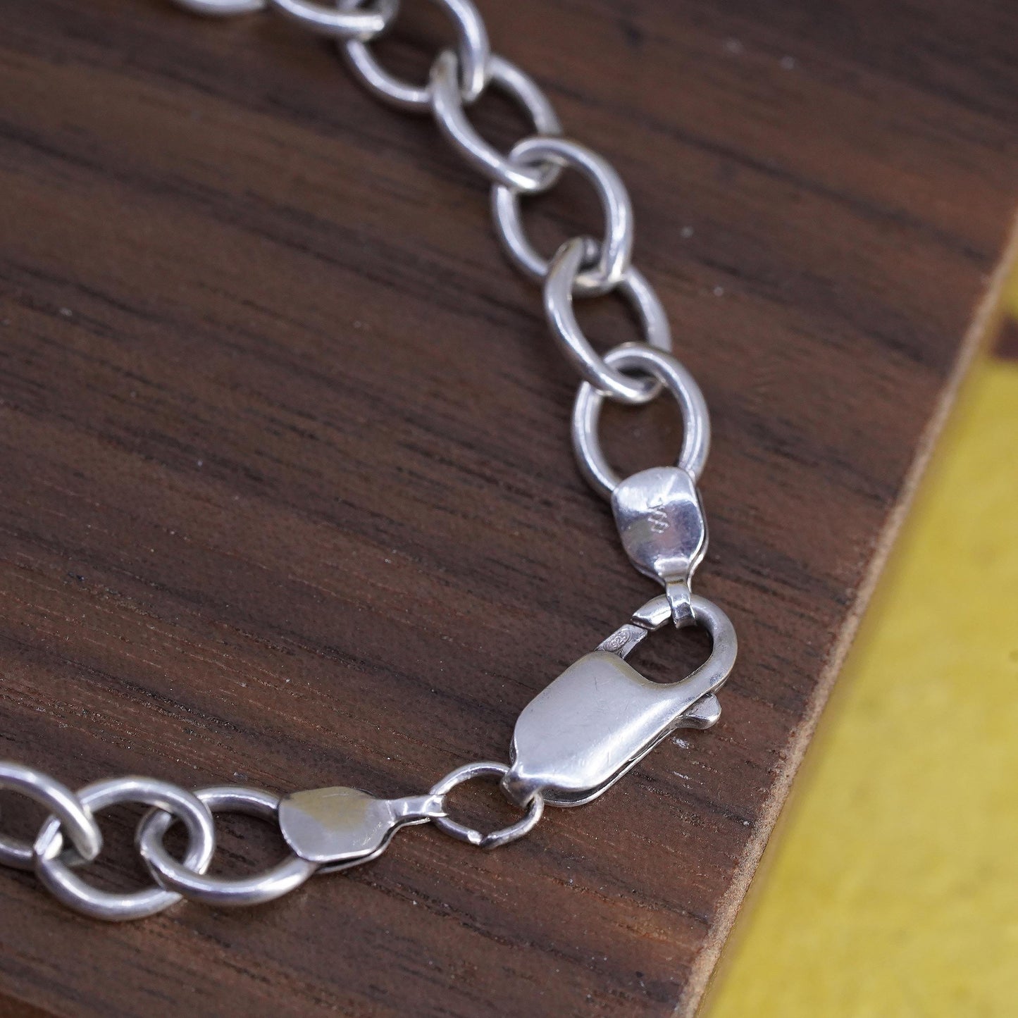 6.75” 7mm, Vintage sterling silver bold circle bracelet, 925 chain