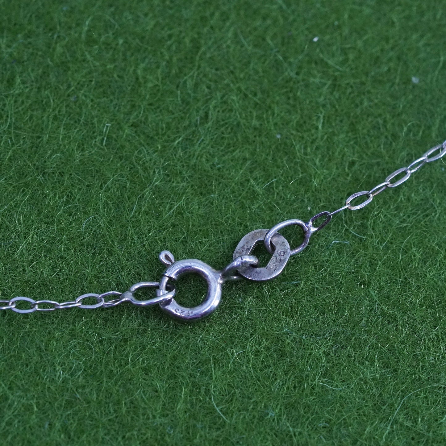 20", VTG sterling silver circle link chain with genuine diamond, 925 necklace